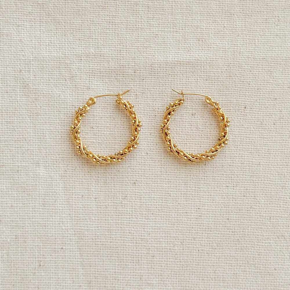 Beaded Twisted Hoops - Picture 1 of 2